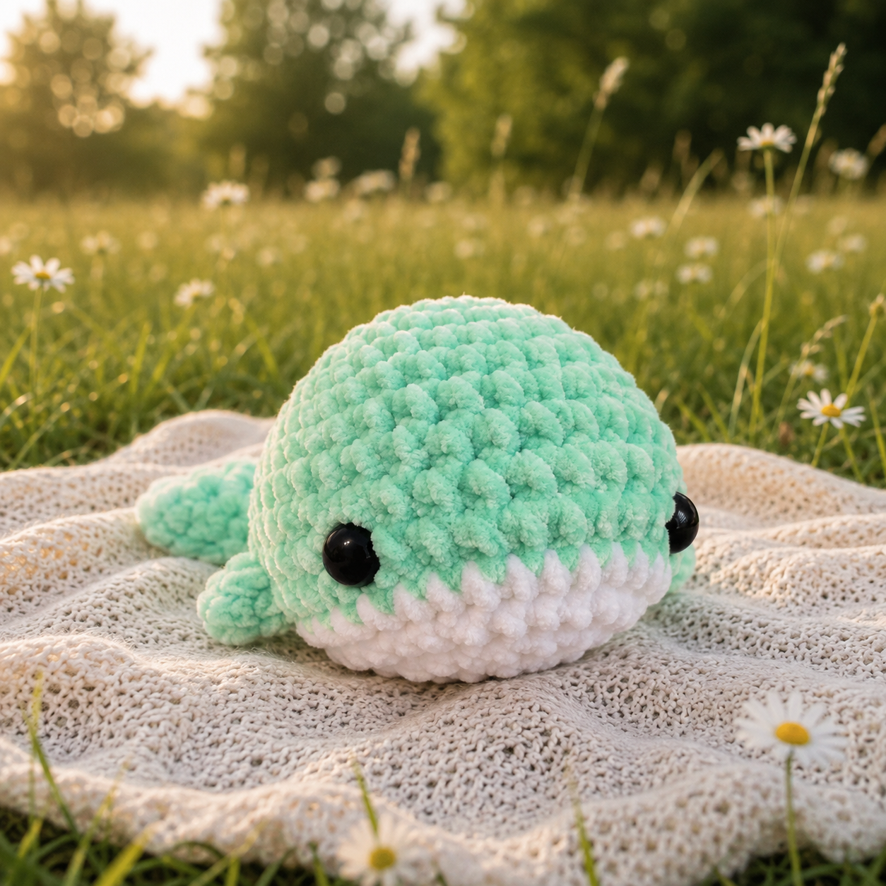 ‘Sam’ soft toy, medium size – White/Mint